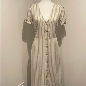 NWOT Linen blend button front midi dress